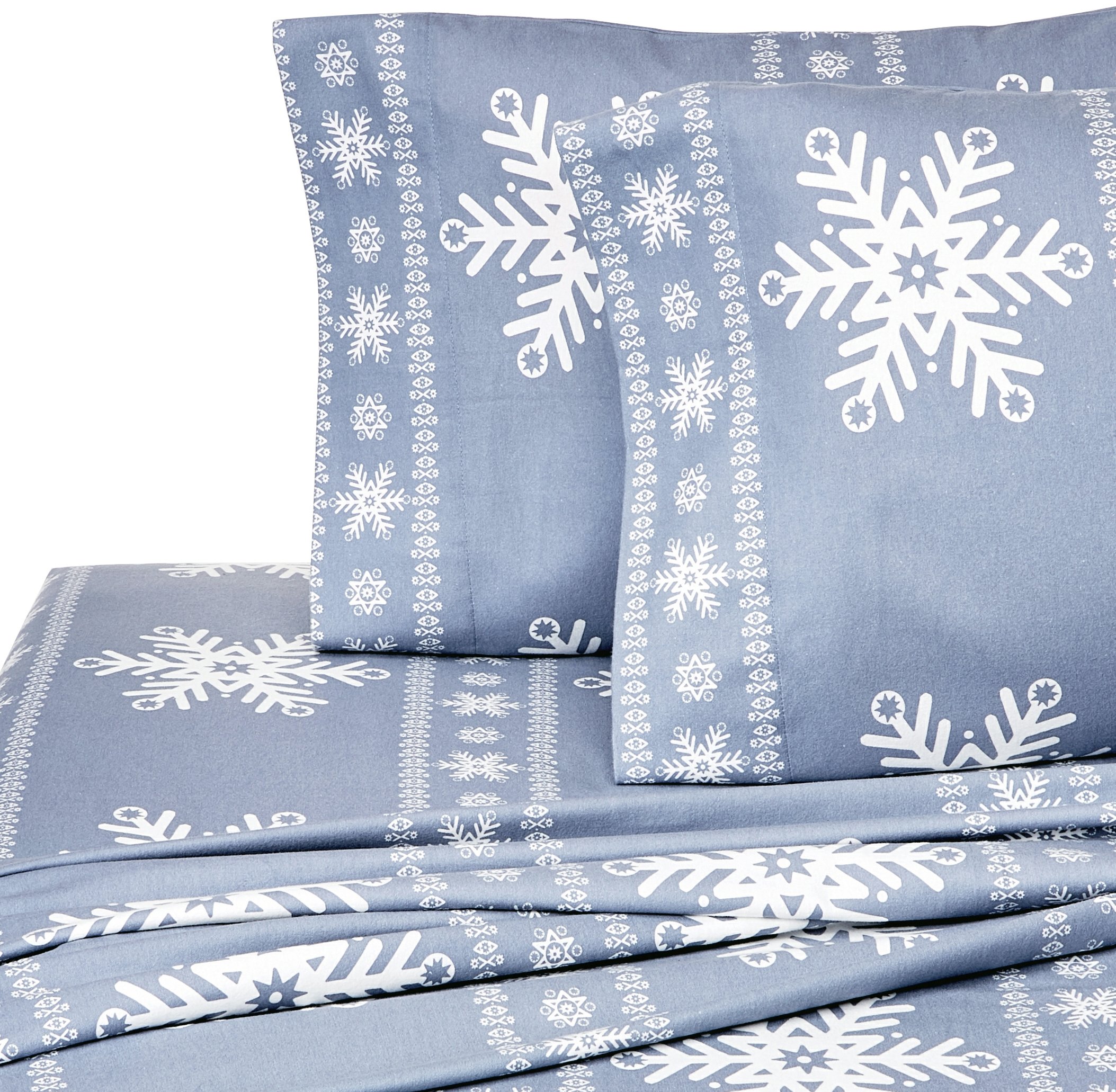 Pinzon Flannel Sheet Set Queen, Snowflake Dusty Blue eBay