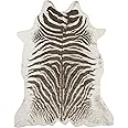 Erin Gates by Momeni Acadia Zebra Grey Faux Hide Area Rug 5'3" X 7'10"