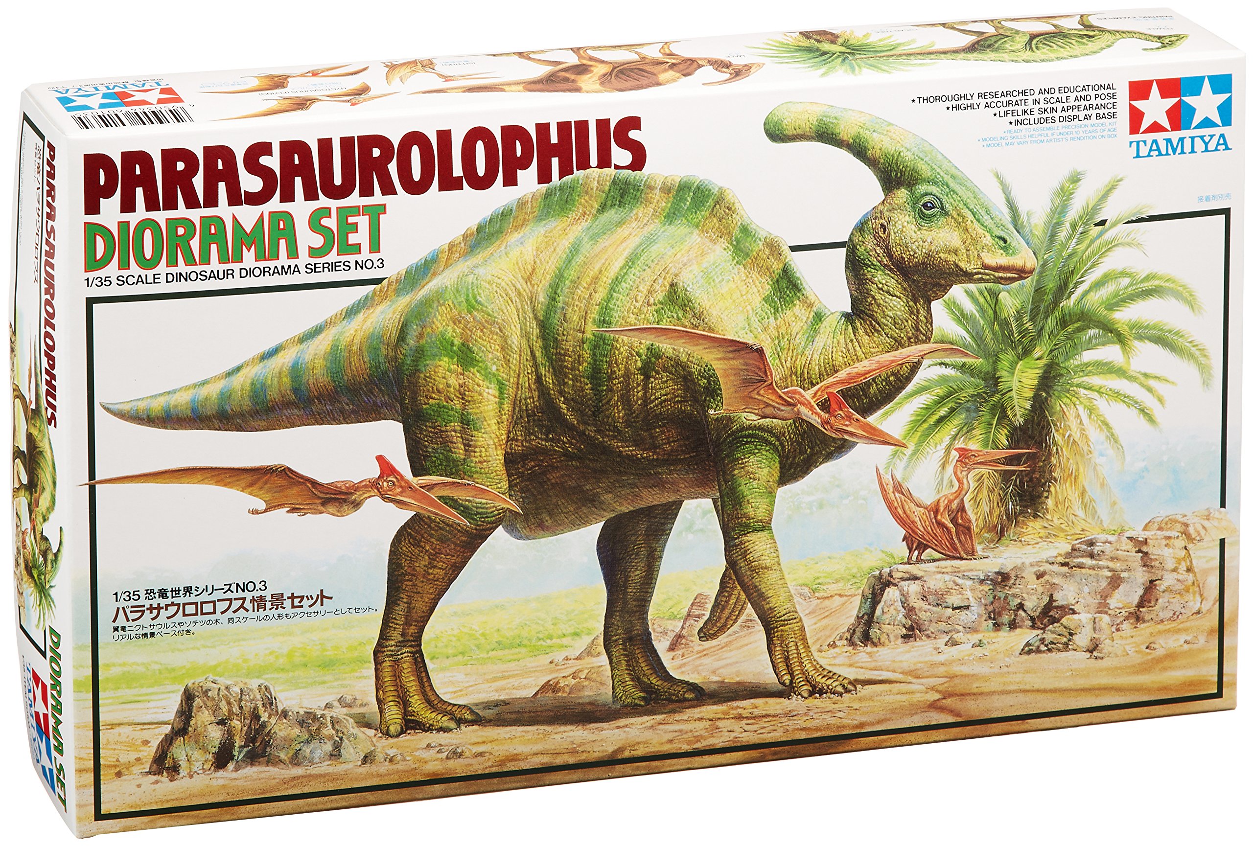 TAMIYA - 1:35 Parasaurolophus Diorama Set - Plastic Construction Kit - Model Making - Faithful Replica - Detailed Kit - Crafts - Hobby - Assembly