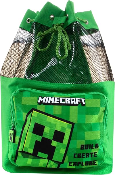 Minecraft Swimming Bag Creeper Boys Swim Bag Children Backpack Green