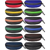 Weewooday 12 Pack Zipper Shell Sunglasses Case Hard Shell Eyeglasses Case Portable Travel Glasses Case for Men Women