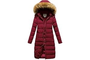 CREATMO US Women's Long Winter Faux Fur Coat Puffer Warm Jacket with Detachable Hood