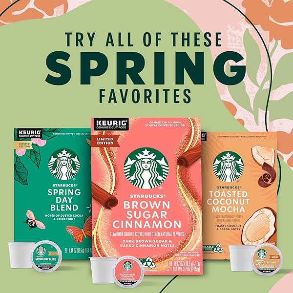 STARBUCKS K-CUP COFFEE PODS, MEDIUM ROAST COFFEE, SPRING DAY BLEND FOR KEURIG COFFEE MAKERS, 100% ARABICA, LIMITED EDITION, 1 BOX (10 PODS)