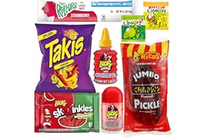 Tiktok Chamoy Pickle Kit With Fruit-Roll-up & Chips, Includes Lucas Gusano, Skwinkles Salsagheti & More by Ma Lit Candy (Ricos Chamoy Pickle)