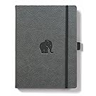 Dingbats Wildlife Medium A5+ (6.3 x 8.5) Hardcover Notebook - PU Leather, Micro-Perforated 100gsm Cream Pages, Inner Pocket, Elastic Closure, Pen Holder, Bookmark (Lined, Gray Elephant)