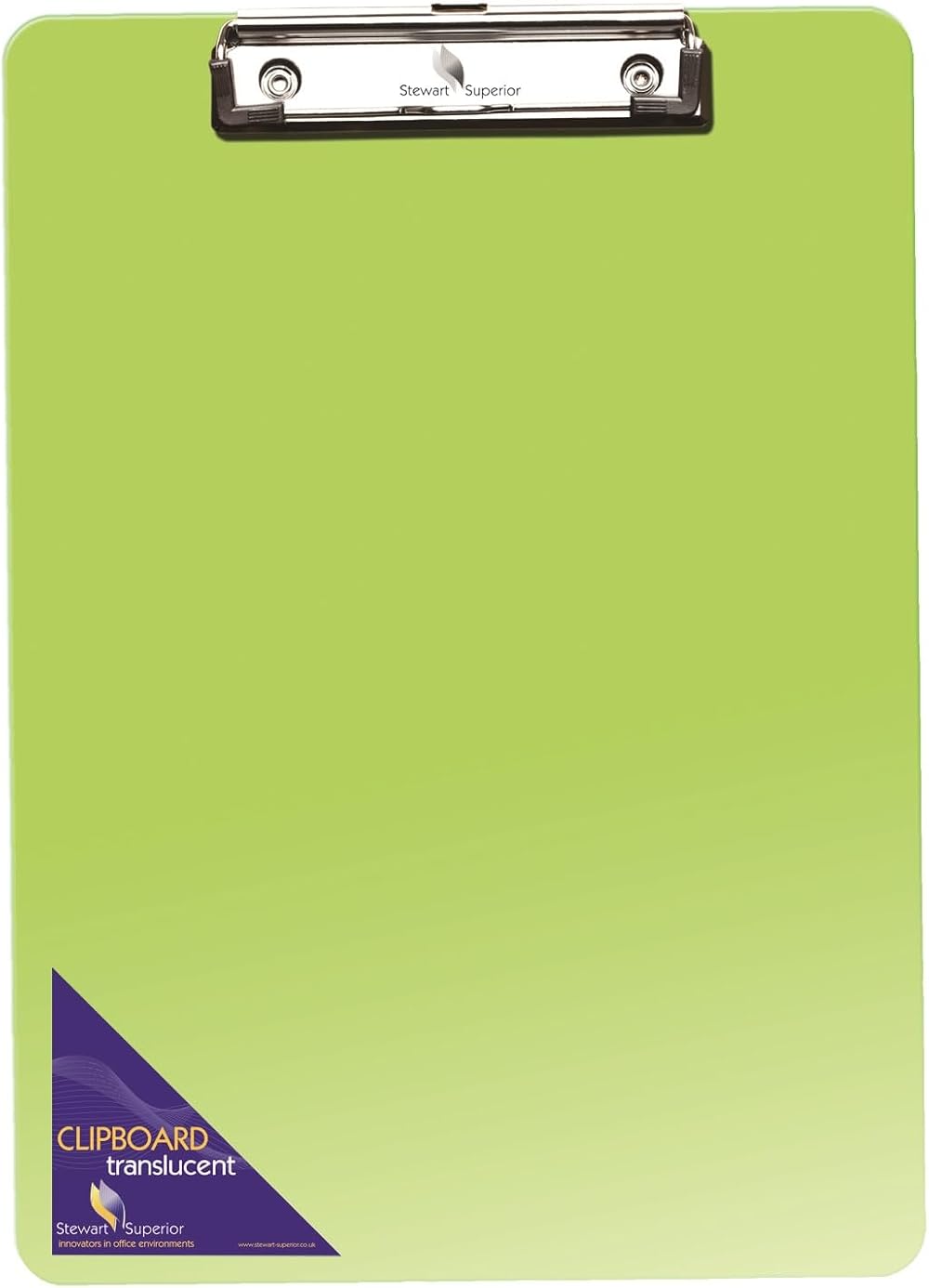 SECO A4 Plastic Translucent Clipboard Green with Metal Clip
