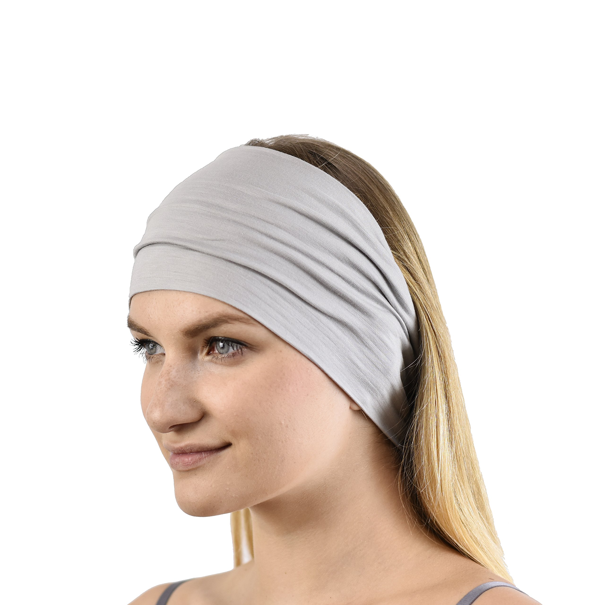 Jasmine Silk Unisex Bamboo Headband Hair Band (Grey)