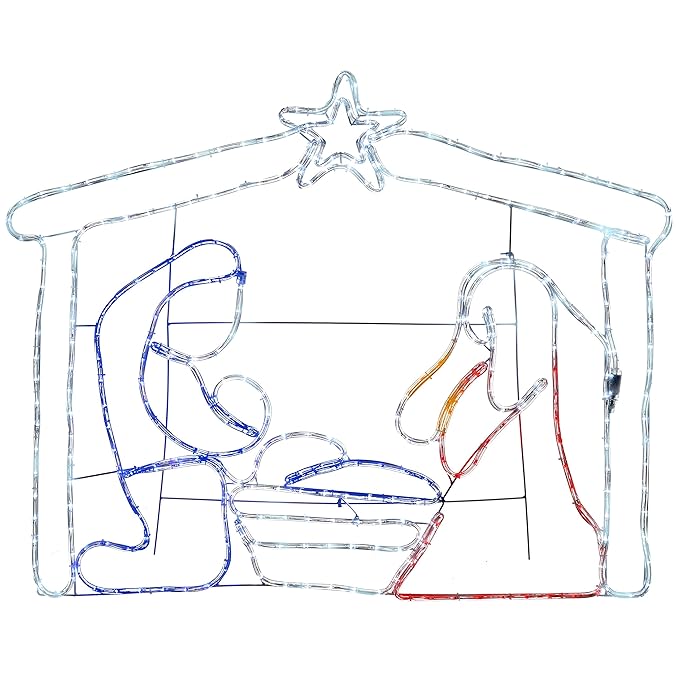 WeRChristmas PreLit Nativity Scene Rope Light Silhouette, 120 cm