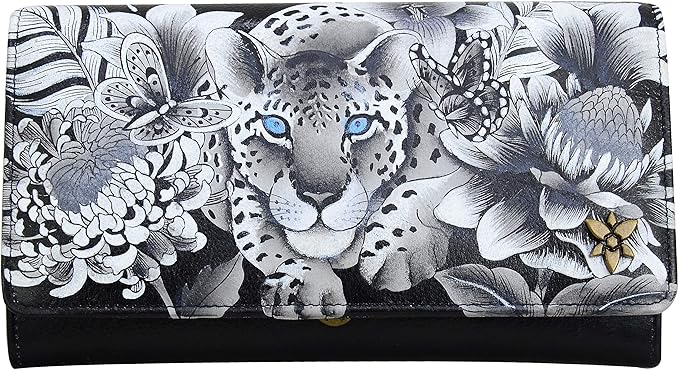 Anuschka Women's Hand Painted RFID Blocking Accordion Flap Wallet, HDR-Hidden Dragon