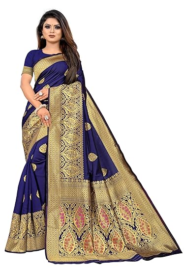 Womens Jacquard Silk Saree With Blouse Piece