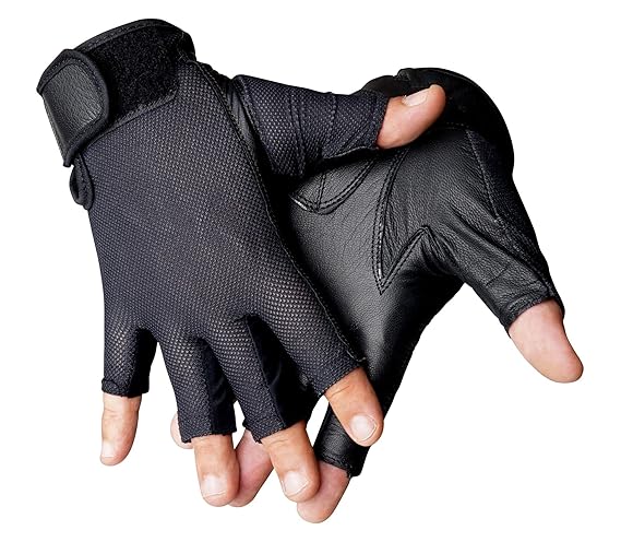 XDrum Drummer Handschuhe M (Größe M, mit abgeschnittenen Fingern, Innenfläche Leder, Außenseite Mesh) Schwarz