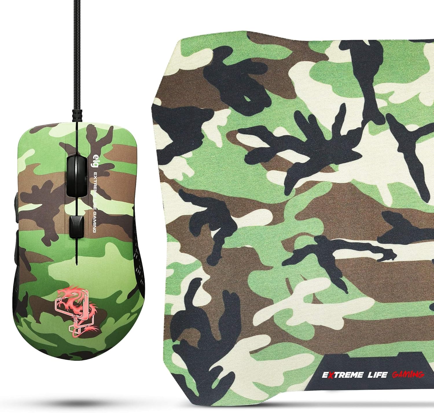 Combo Gamer 2 em 1 Mouse 3.200DPI Led 7 Cores 125HZ/8MS + Mouse Pad Sense Control 3MM ARMY CGMMAY Elg