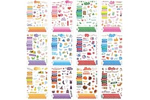 WorldBazaar Daily Planner Stickers Clear 24 Sheets Month Stickers for Calendar Planners Scrapbooking Holiday Seasons General Events with Tweezer 1800+ Sticker