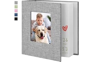 Yopih Photo Album 4x6 52 Pockets Photo Albums with Linen Cover Picture Albums for Family, Wedding, Baby, Photo Book Holds Vertical Pictures Grey
