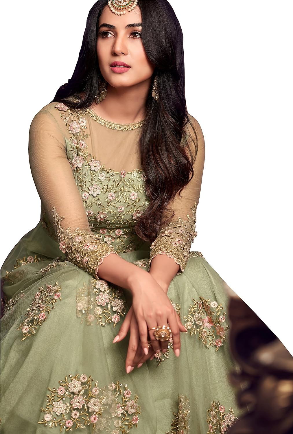 amiira women's net anarkali gown