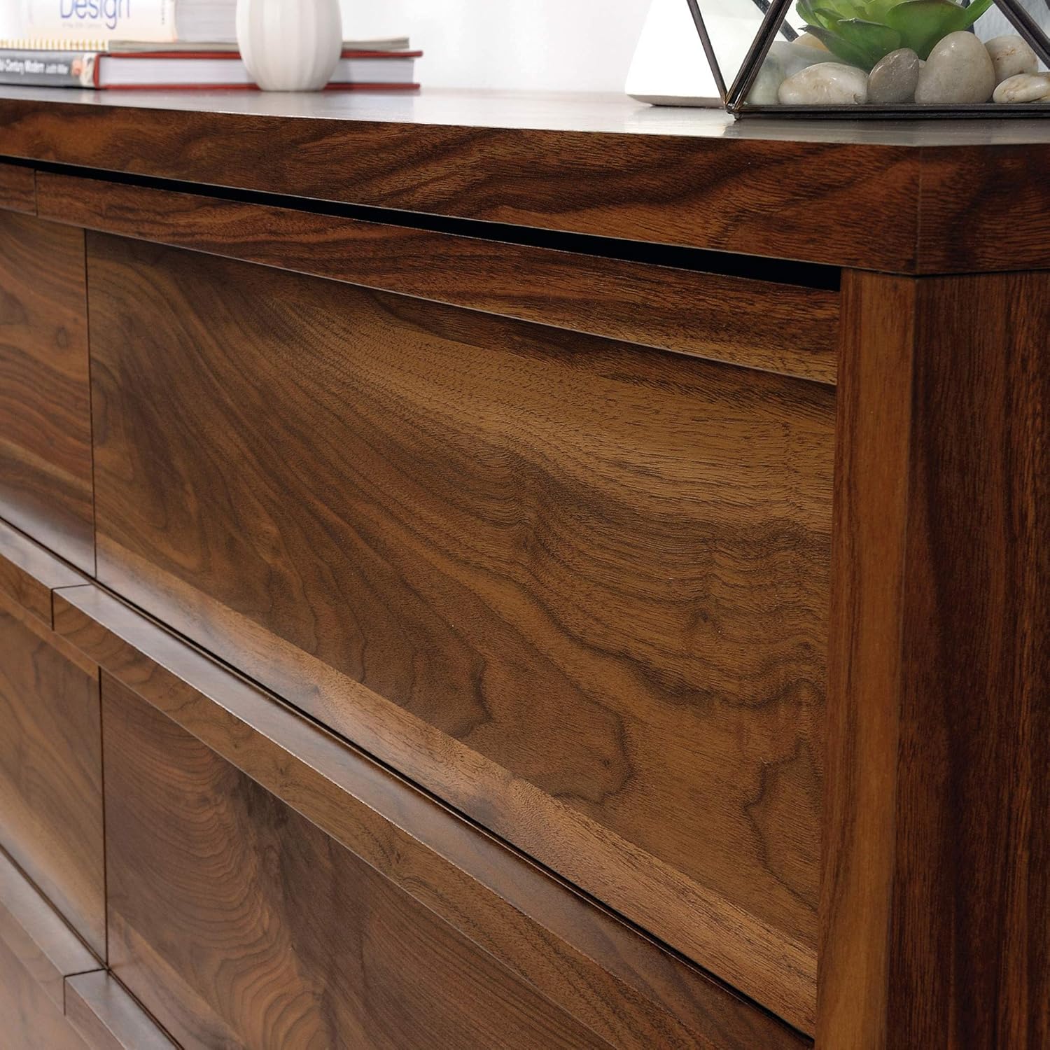 Sauder Harvey Park Dresser, L: 60.71" x W: 17.48" x H: 31.06", Grand Walnut Finish: Furniture & Decor