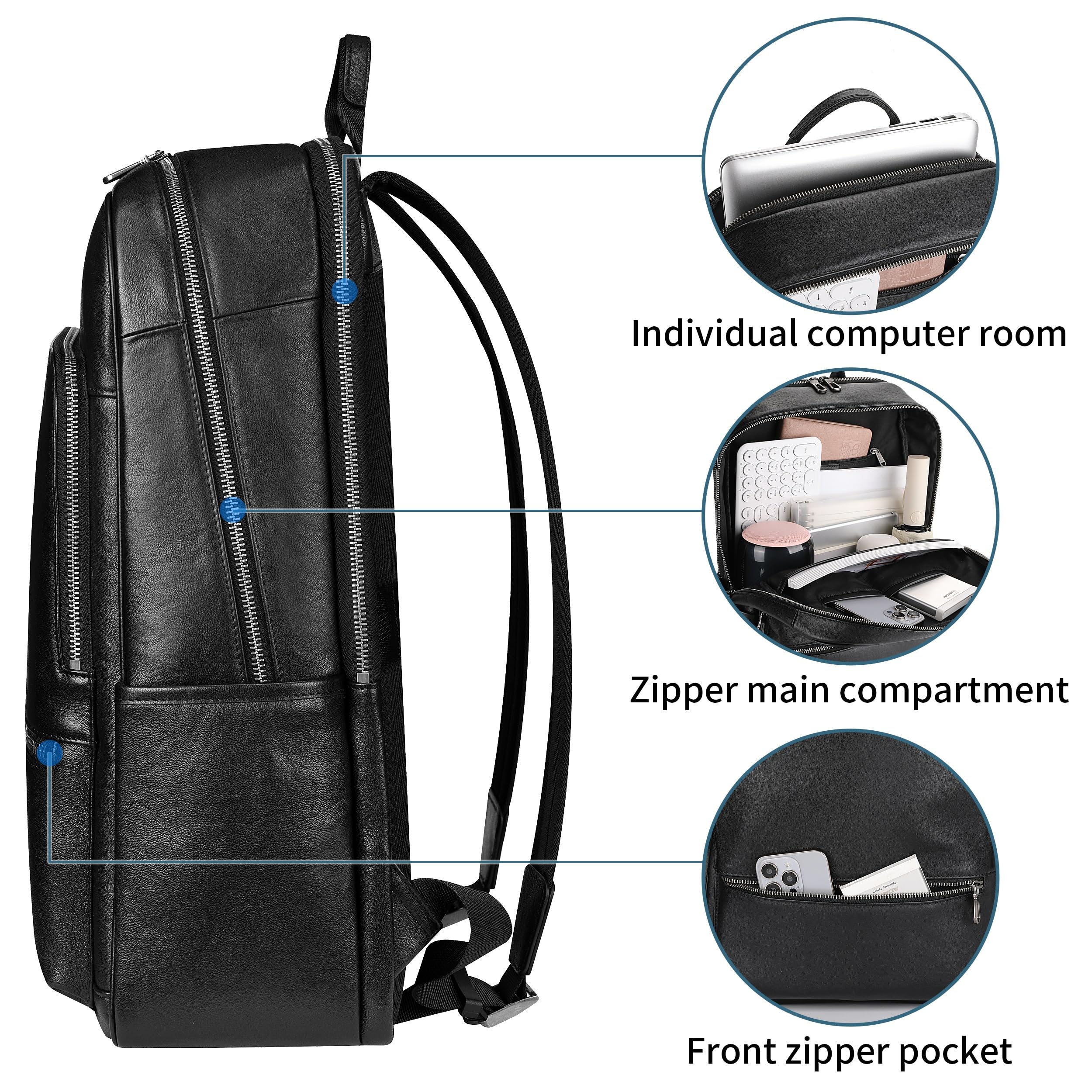 Mua Colins Keirs Large Black Leather Backpack for Men, Minimalist ...