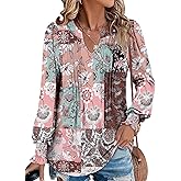 BETTE BOUTIK Long Sleeve Shirts for Women Fall Tops Dressy Blouses Pleated V Neck Tunic Tops for Leggings S-3XL