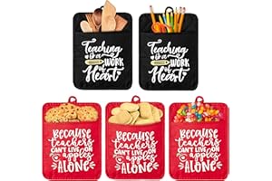 GROBRO7 5Pcs Pocket Pot Holder Teacher Appreciation Week Gift for Women Heat Resistant Cotton Potholders Microwave Oven Mitts Funny Thank You Teachers Gifts for Back to School Graduation Retirement