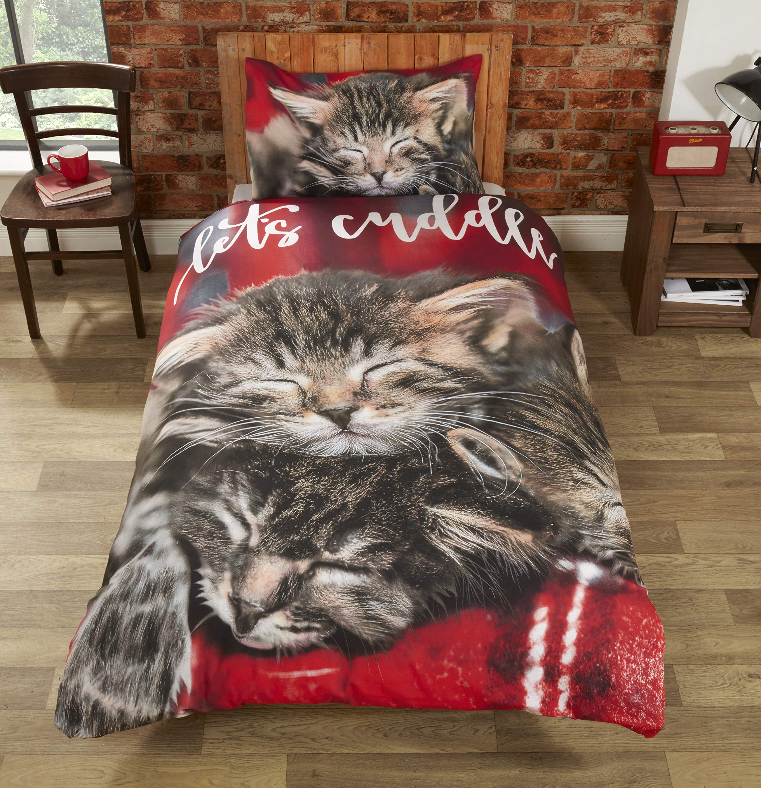 Rapport Cuddle Cats Duvet Set, Multi, Single-135 x 200 cms