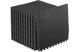 ProsourceFit Puzzle Exercise Mat ½ in, EVA Interlocking Foam Floor Tiles for Home Gym, Mat for Home Workout Equipment, Floor Padding for Kids, Black, 24 in x 24 in x ½ in, 144 Sq Ft - 36 Tiles