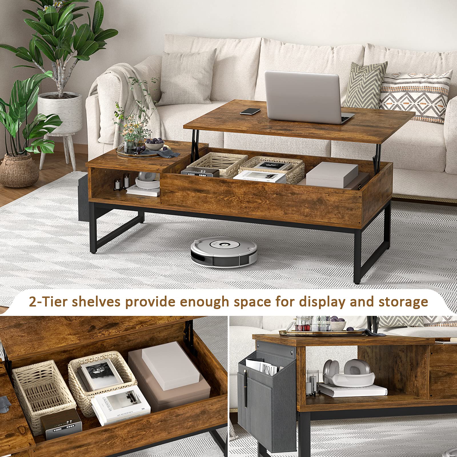 Mua Aheaplus Tea Coffee Central Table with Storage, Wood Lifting Top ...