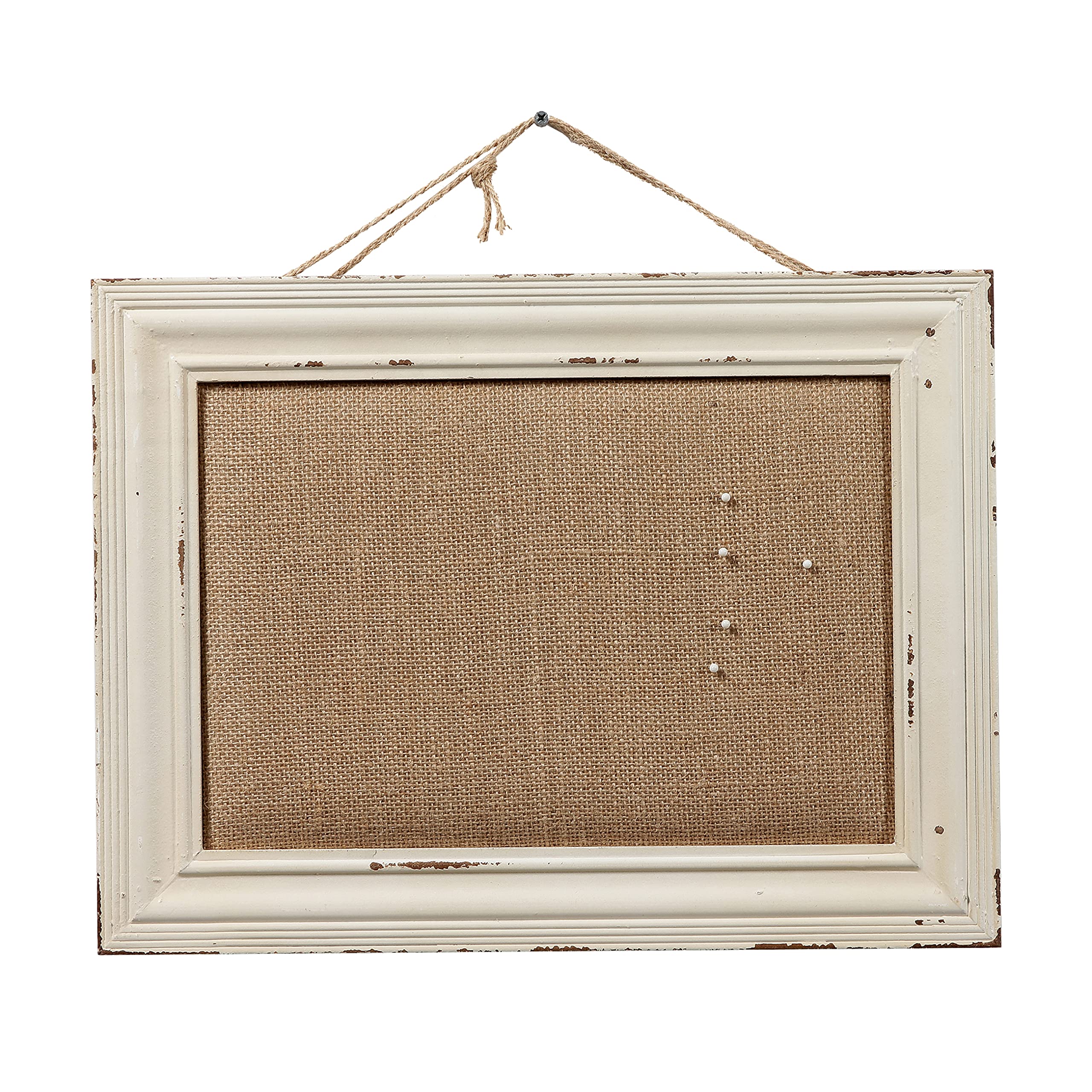 Sintosin Cute Linen Small Pin Board 40 x 30 cm, Decorative Cork Boards for Walls with White Frame, Wood Vision Board Farmhouse Notice Board for Home Office School