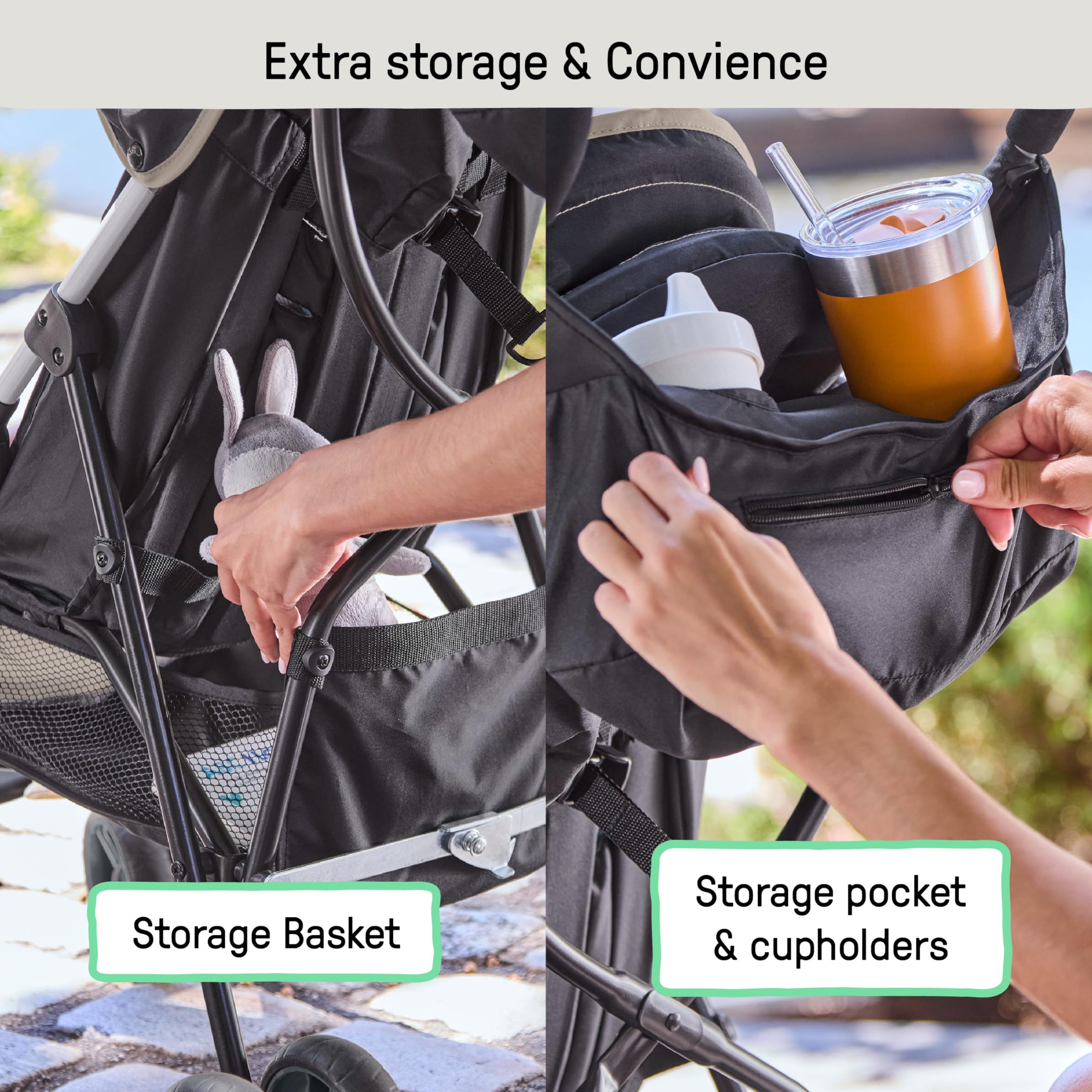 Ingenuity3D Mini Convenience Stroller – Lightweight Stroller with Compact Fold, Multi-Position Recline, Canopy with Pop Out Sun Visor – Umbrella Stroller for Travel and More, Cashew Tan