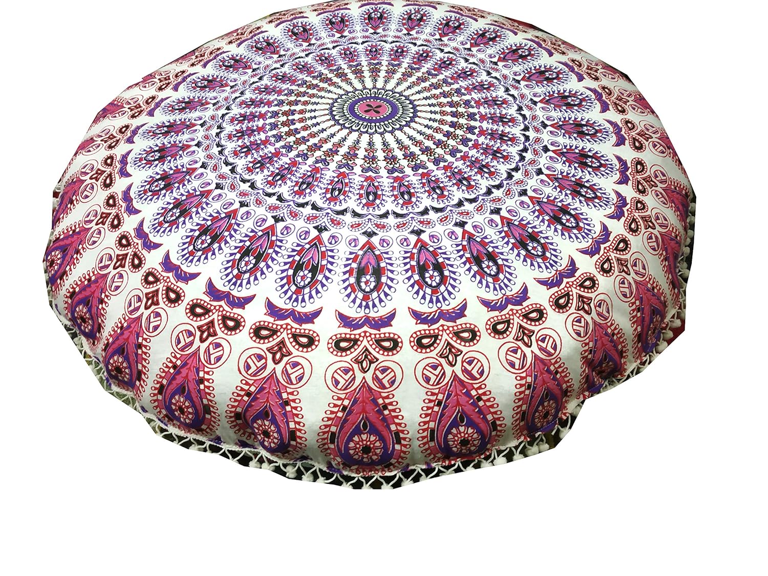 Home & Garden Large Mandala Round Pouf Pillow Case 32" Bohemian