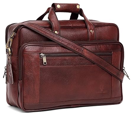 WildHorn 100% Genuine Leather New Laptop Messenger Bag Dimension : L-15.5 inch W-6 inch H-12 inch (Bombay Brown)