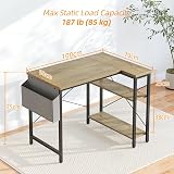 BEXEVUE L Shaped Corner Desk 100x70 cm Grey Study Office Gaming Desk view 5