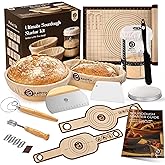 Sourdough Starter Kit with 10" Round & 11" Oval Banneton Proofing Basket and 34oz Starter Jar - Beginner-Friendly Sourdough Bread Baking Supplies and Baking Gifts for Women, Men, and Bread Bakers