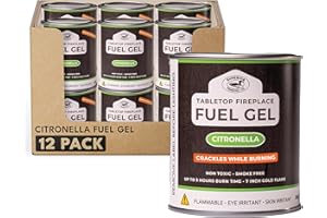 Superior Trading Co. Citronella Gel Fuel Cans, Clean-Burning Bioethanol Gel, Smoke-Free, Fresh Scent 3-Hour Burn, Indoor & Outdoor Safe, 368g, 12 Pack