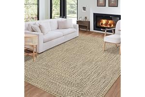 MilleLoom Washable Area Rug 8x10 Non Slip Farmhouse Warm Beige Rugs, Stain Resistant & Non-Shedding Floor Cover for Living Ro