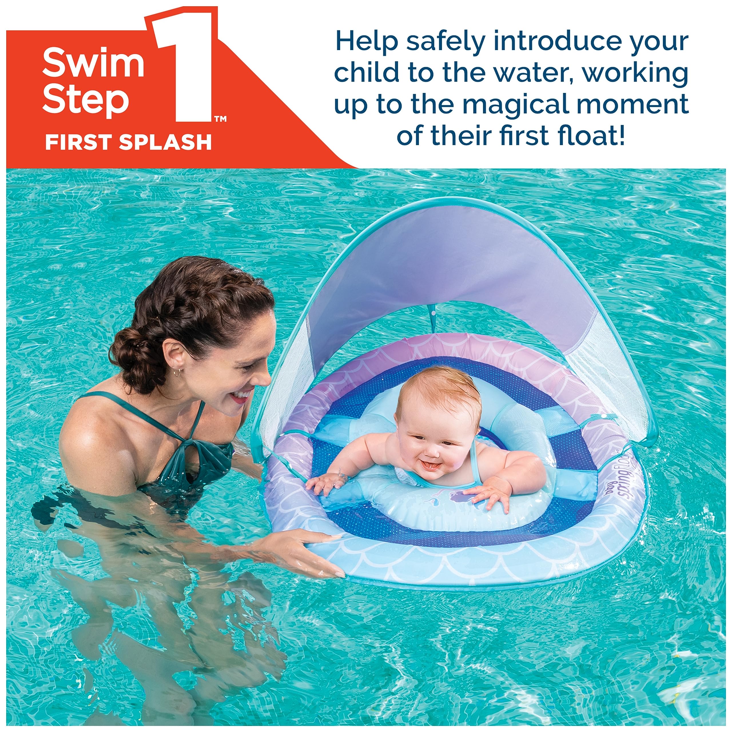 Swimways Sun Canopy Inflatable Baby Spring Float for Kids 9-24 Months