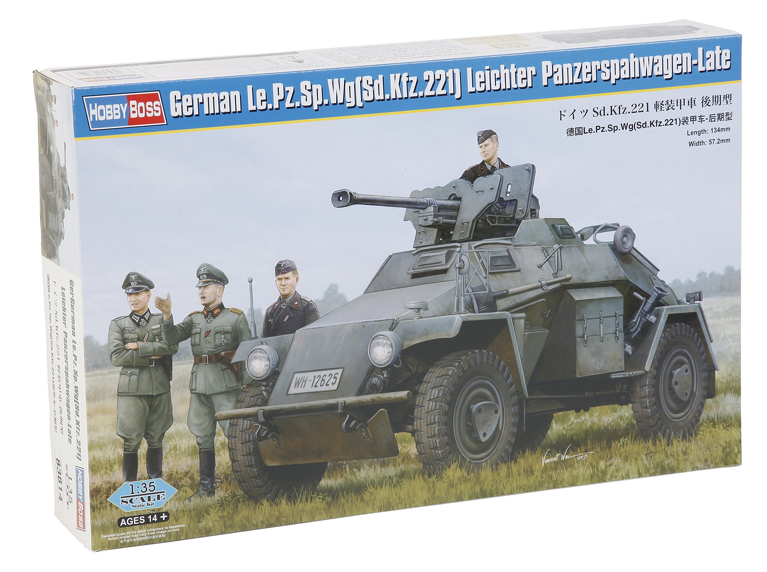 Hobbyboss 83814 "German Le.Pz.Sp.Wg Sd.Kfz.221 Leichter Panzerspahwagen-Late Plastic Model Kit, 1:35 Scale