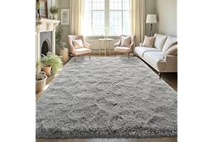 LOCHAS Ultra Soft Indoor Modern Area Rugs Fluffy Living Room Carpets for Children Bedroom Home Decor Nursery Rug 8 x10 Feet, Gray