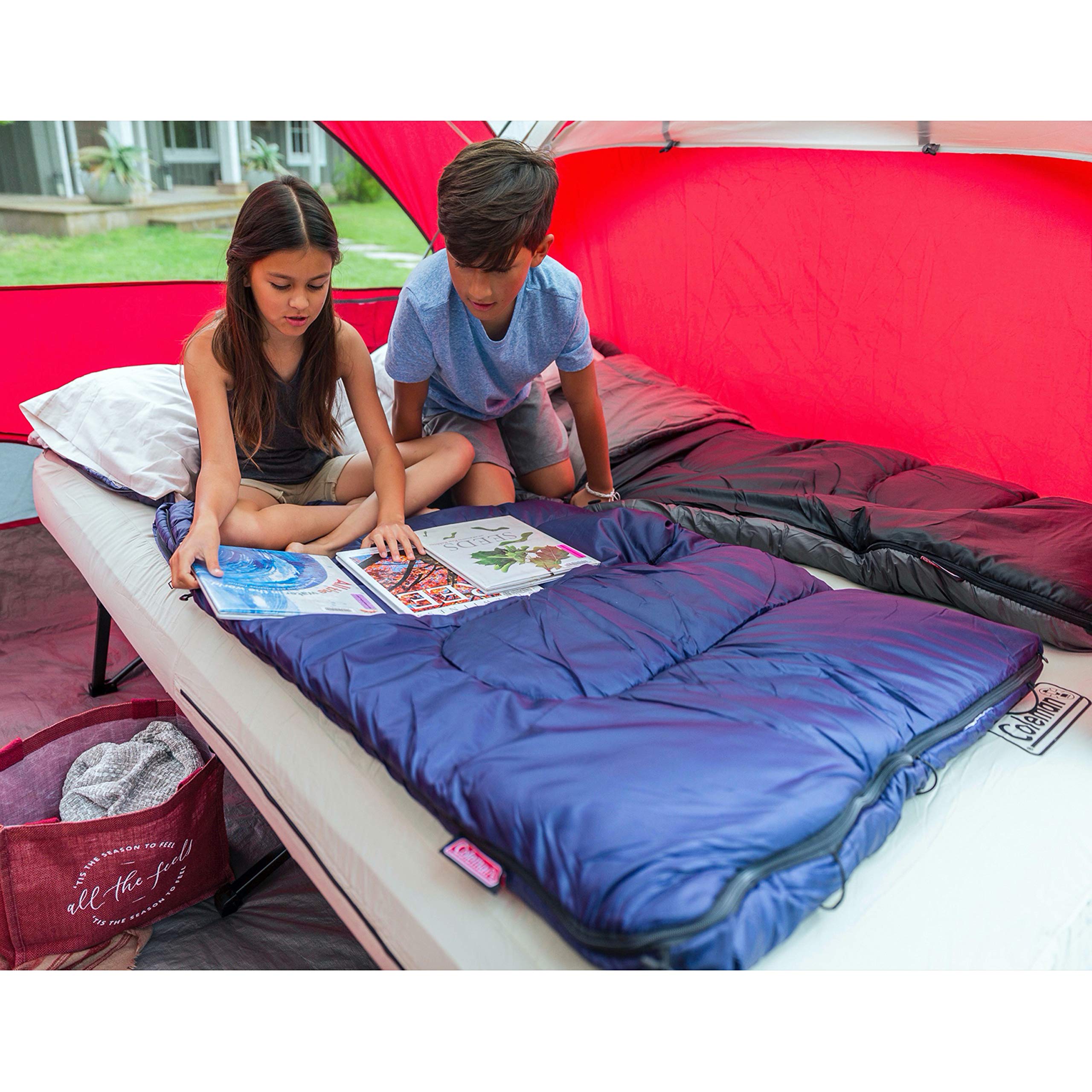Coleman Brazos 20/30°F Adult Cool-Weather Sleeping Bag with No-Snag Zipper & Stuff Sack, Machine Washable, Great for Camping, Traveling, Guests, & More