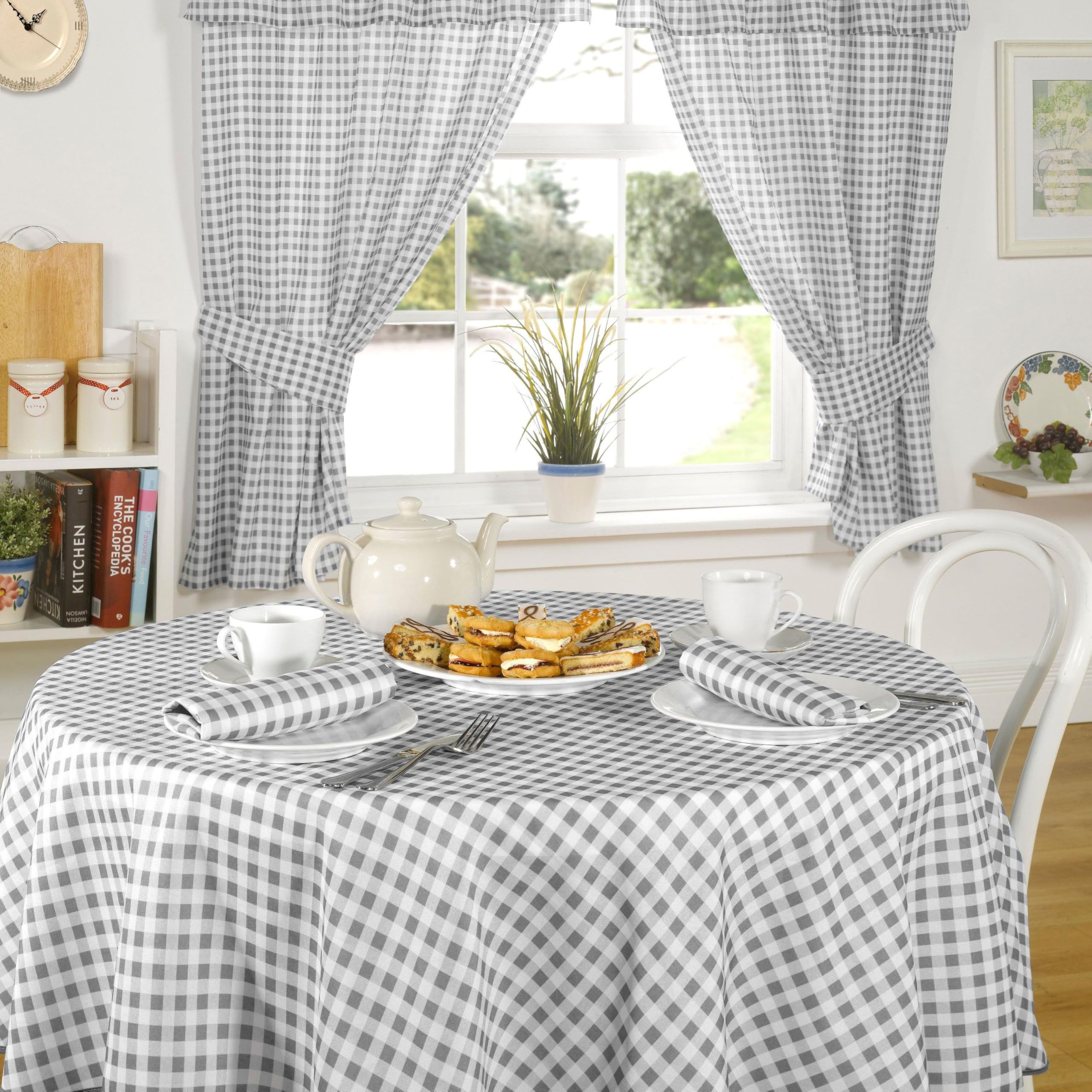 Emma Barclay Molly - Gingham Pencil Pleat Curtains With Pelmet Header in Charcoal - Width 46 x Drop 42" (116 x 107cm) — image 1