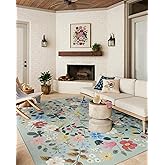 Loloi Rifle Paper Co. Perennial Collection Strawberry Fields PRN-02 Mint 5'-3" x 7'-8" Indoor/Outdoor Area Rug