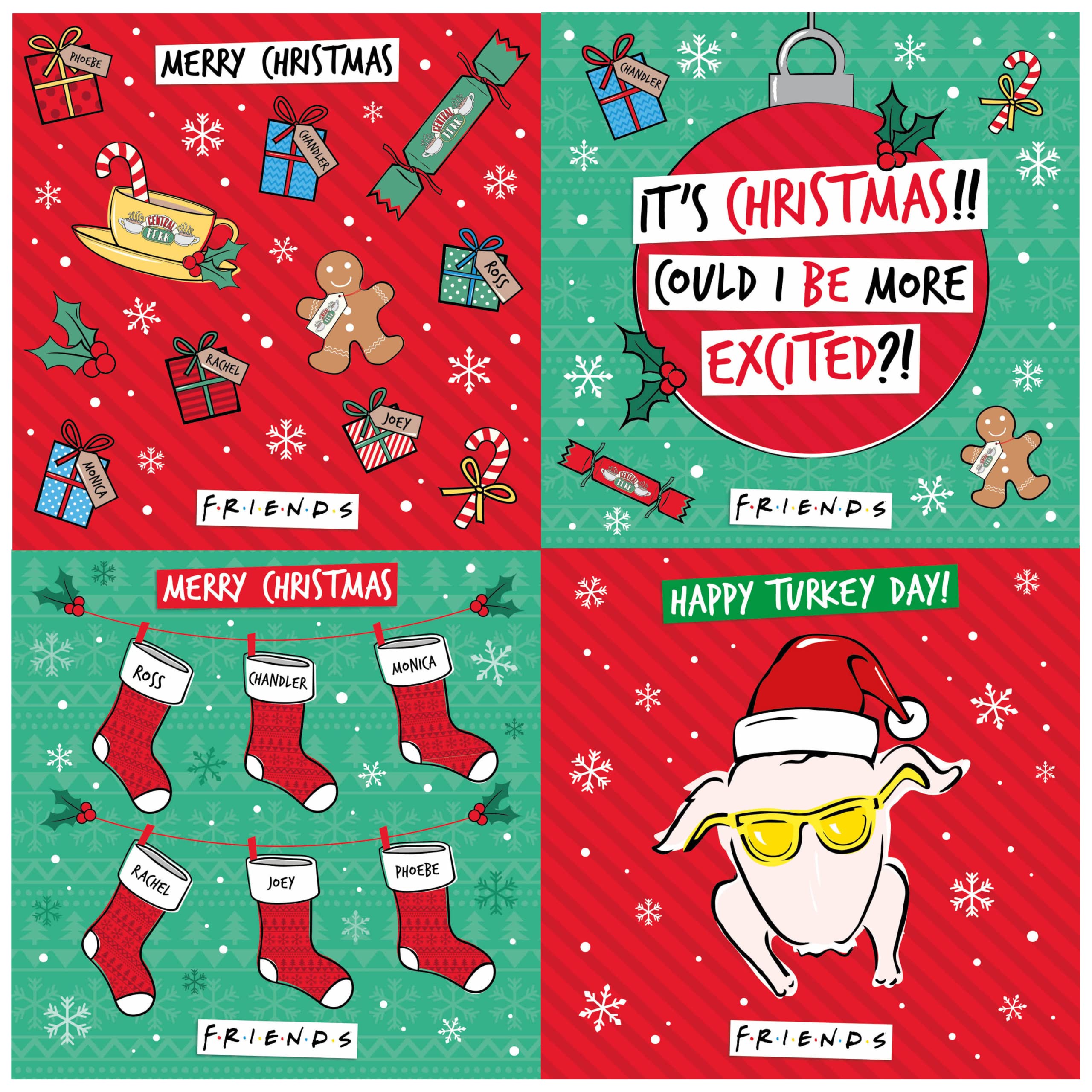 Danilo Promotions Official Friends Box Christmas Card Pack, 20 Cards/ 4 Designs, Multi, FDXB1