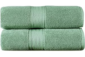 HILLFAIR 600 GSM- 40 x 80 Inches- 100% Cotton 2 Pc XXL Oversized Bath Towel Set- Soft Highly Absorbent Jumbo Bath Sheets Towels Sets- Quick Dry Oversized Sheets Towel Sets for Hotel Spa Pool- Sage