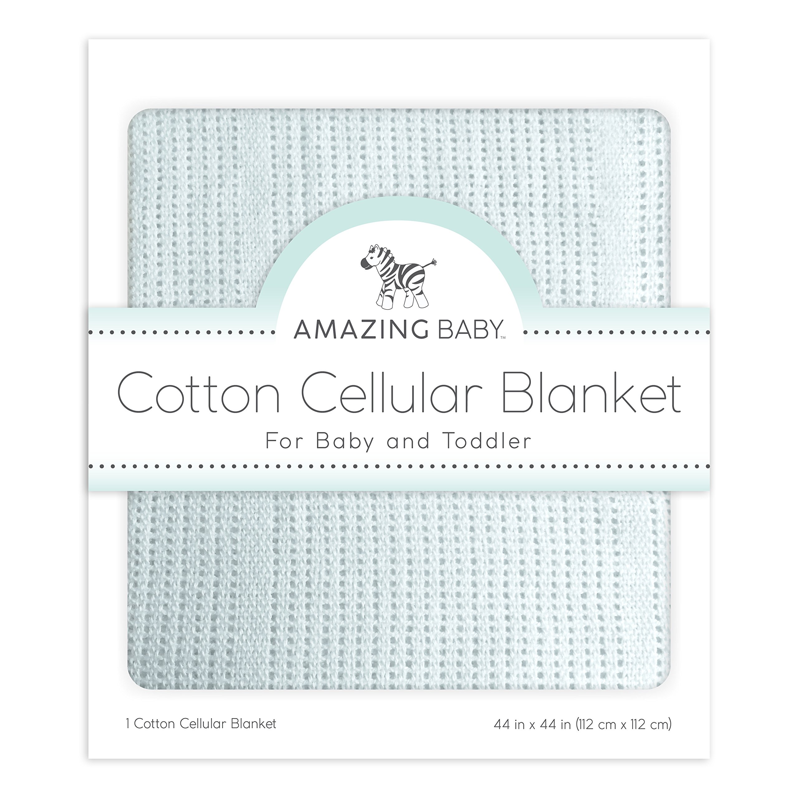 Photo 1 of Amazing Baby Cellular Blanket, Premium Cotton Knit, Ultra Soft, Breathable, Cozy Gift for Baby Boys and Girls, Favorite Toddler Blanket, 44 x 44 inches (112 x 112 cm), Soft Blue