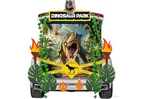 MZfowsen Halloween Dinosaur Trunk or Treat Car Decorations Kit for Car SUV with Dinosaur Roaring Voice, Halloween Decor for Garage Door Entryway Archway