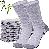 Sunew 6 Pairs Viscose Bamboo Socks, Unisex Cushioned Comfortable Crew Workout Hiking Socks