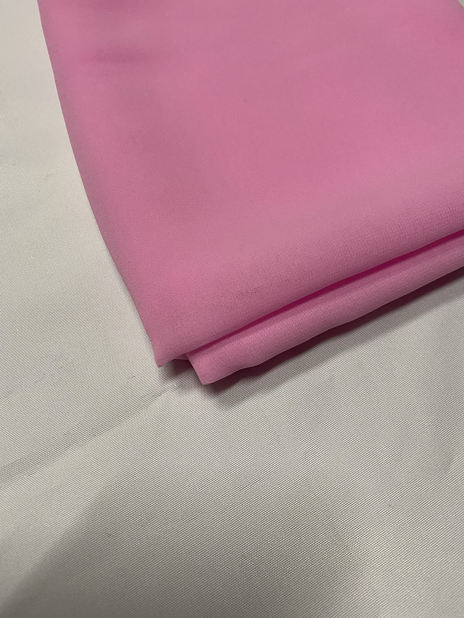 New Chiffon Sheer Fabric Plain Crepe Polyester Woven Dress Wedding Arch Material 44''-112cm (Baby Pink, 5 Meter) — image 1