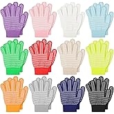 Cooraby 12 Pairs Kids Non-Skid Winter Gloves Stretch Knit Magic Gloves for Boys Girls