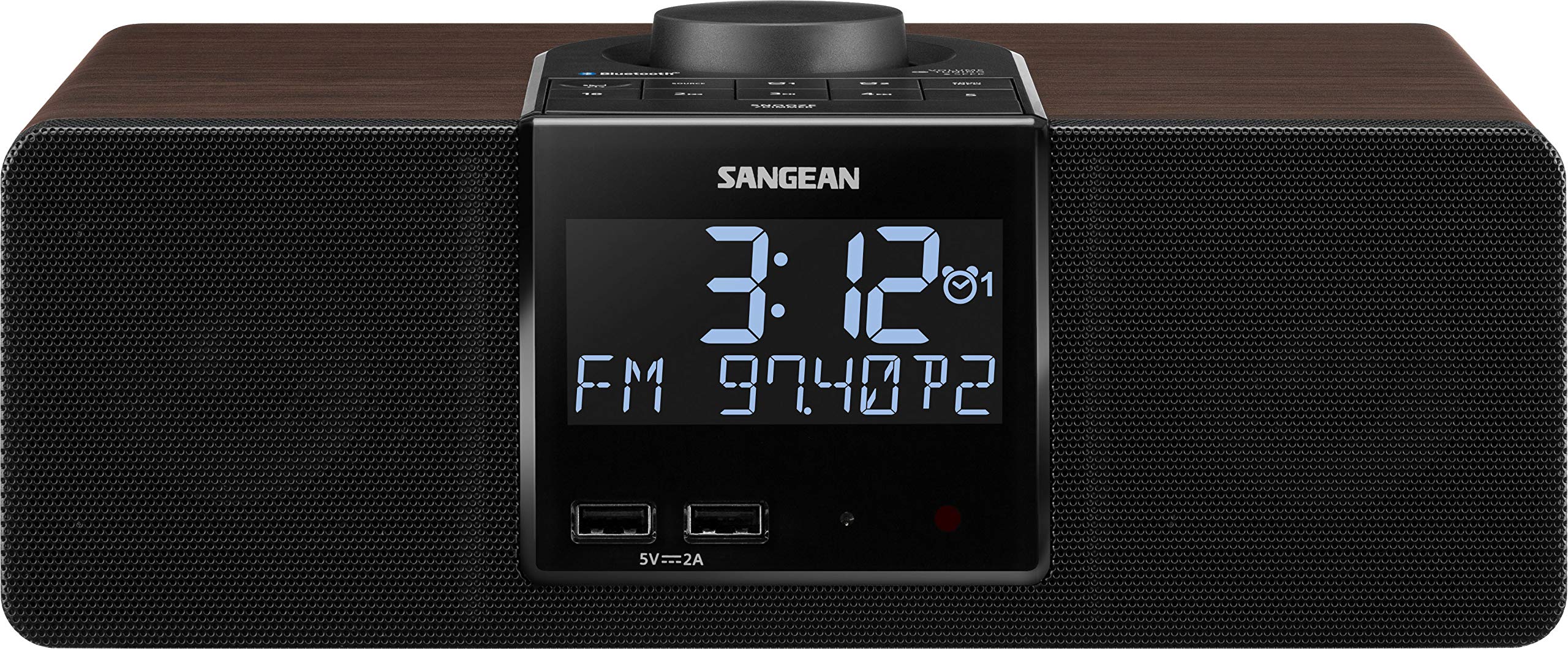 Sangean RCR-40 Wooden Clock Radio with AM/FM, Bluetooth, AUX, Digital ...