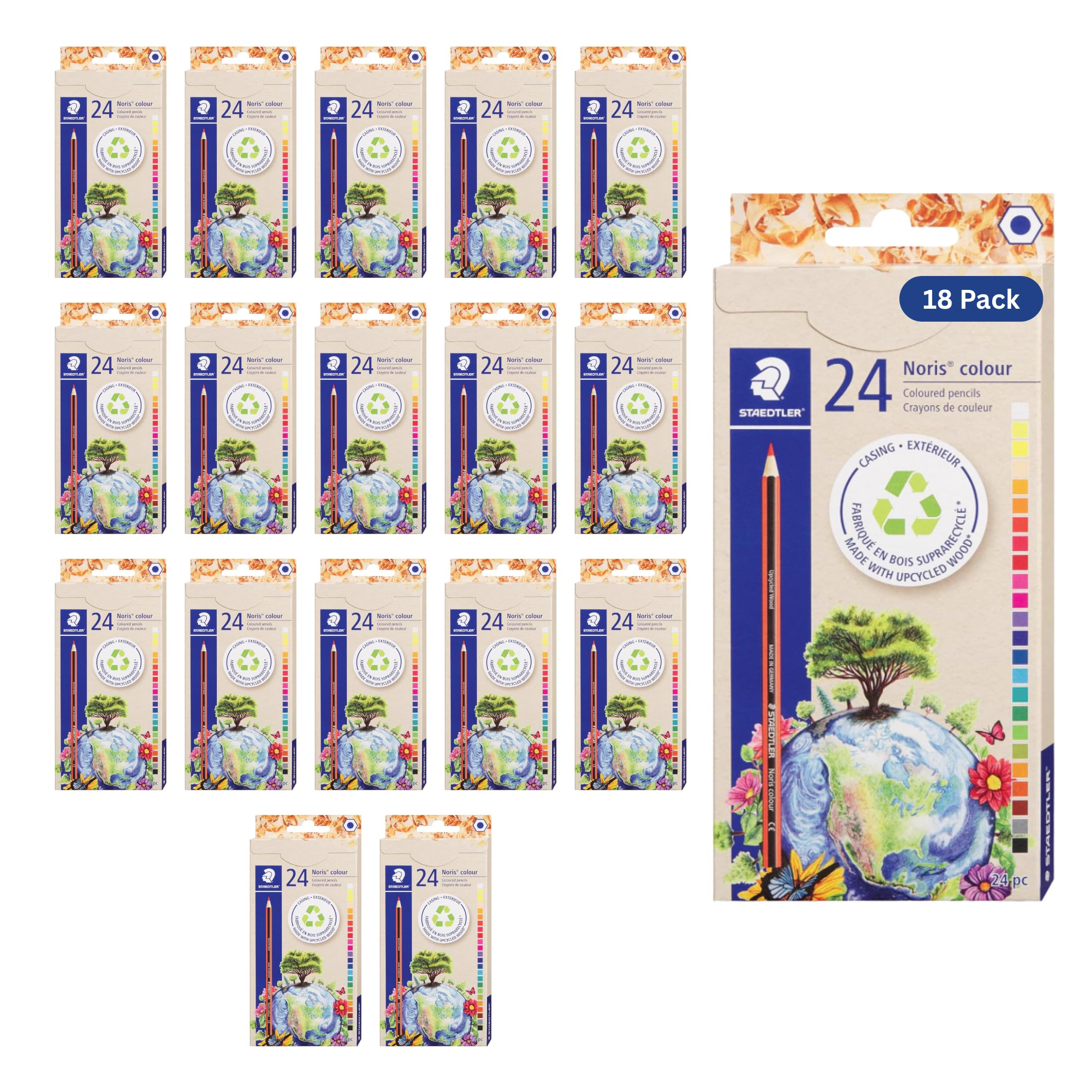 STAEDTLER Colored Pencils 18-Pack (18 sets of 24 pcs) for School Supplies - Break-Resistant Lead, Sustainably Made, Vibrant Colors for Artists & Students, 432 Count Image