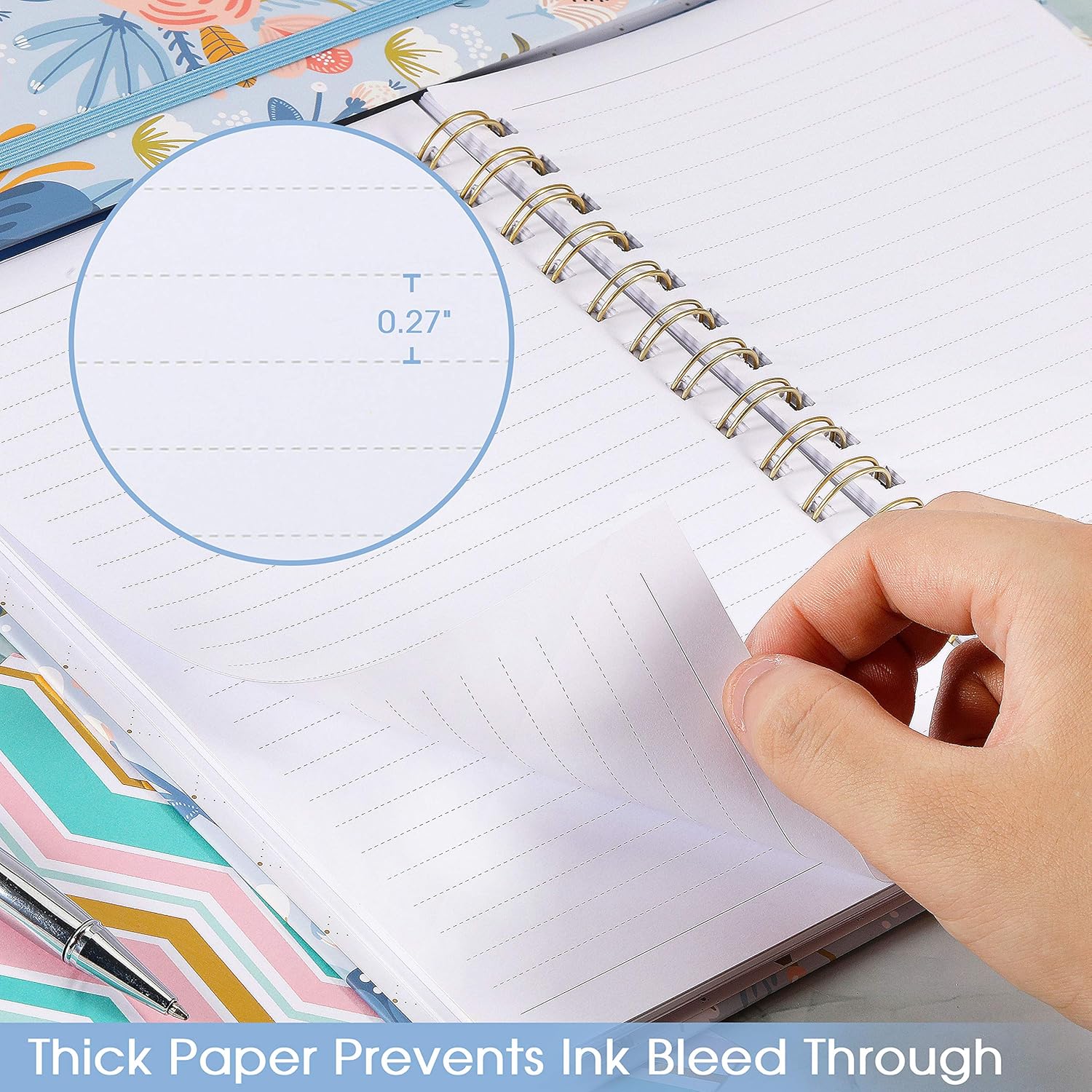 Ruled Notebook/Journal - Lined Journal with Premium Thick Paper, 8.45" X 6.38", College Ruled Spiral Notebook/Journal, Banded with Exquisite Inner Pocket, Hardcover : Office Products